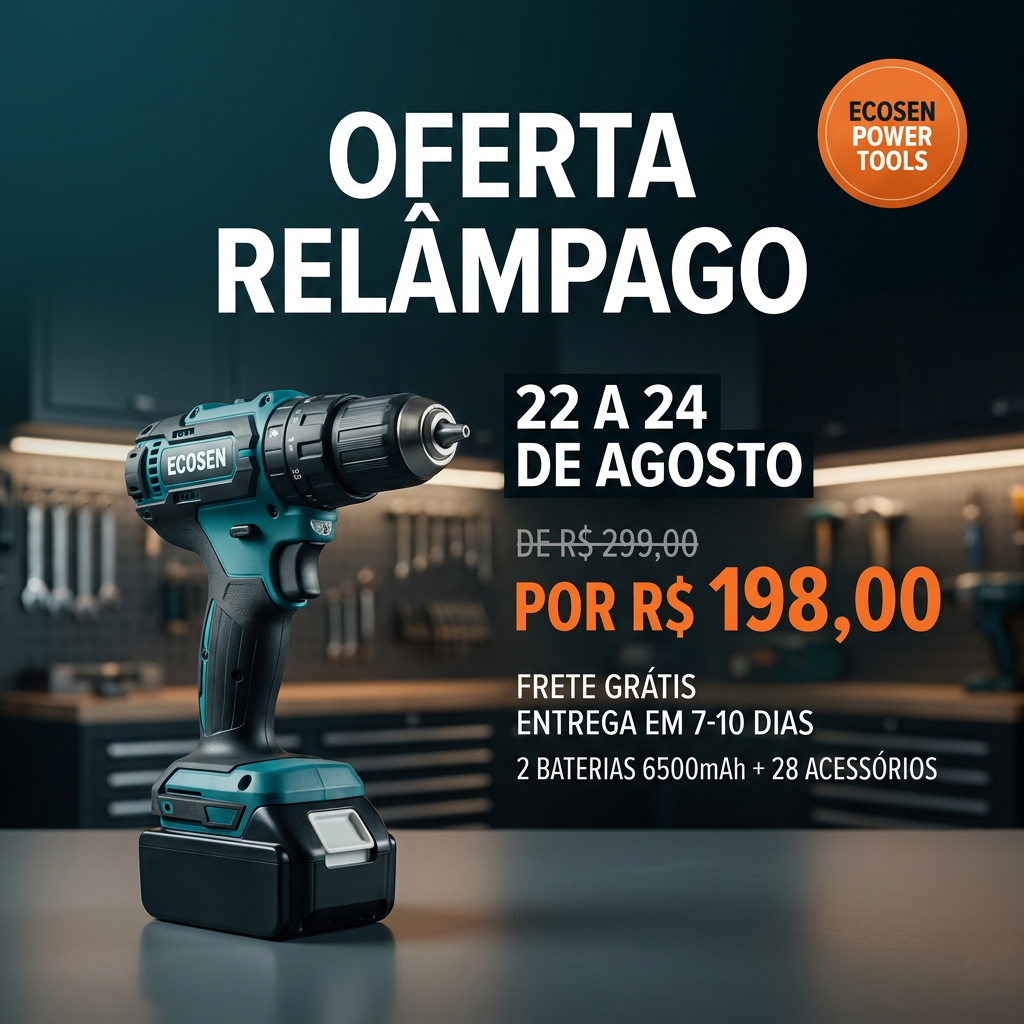 FURADEIRA E PARAFUSADEIRA  COM 2 BATERIAS E 28 PONTAS